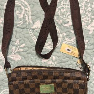 Louis Vuitton Brown Damier Ebene Crossbody with Gold Plate